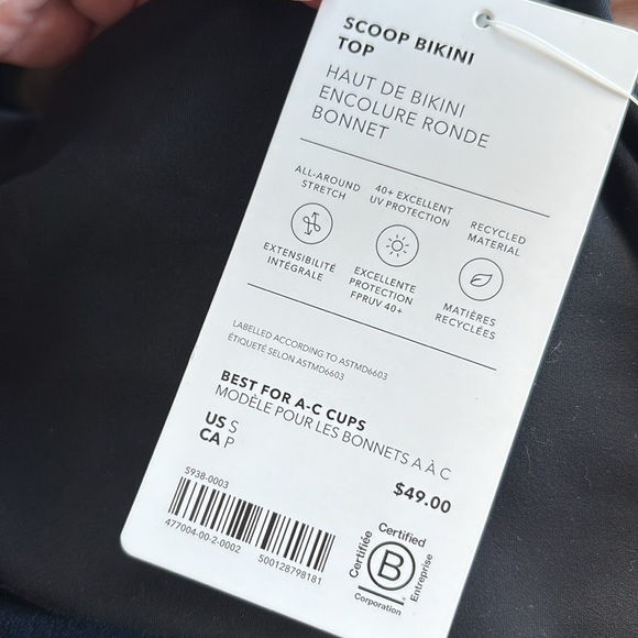 NWT Athleta Scoop Black Bikini Top Size Small A-C - Picture 4 of 6